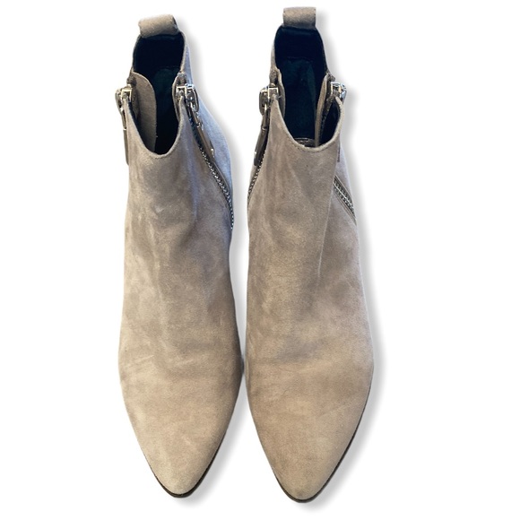 Dolce Vita Grey Leather Booties with Silver Zipper - Picture 4 of 8